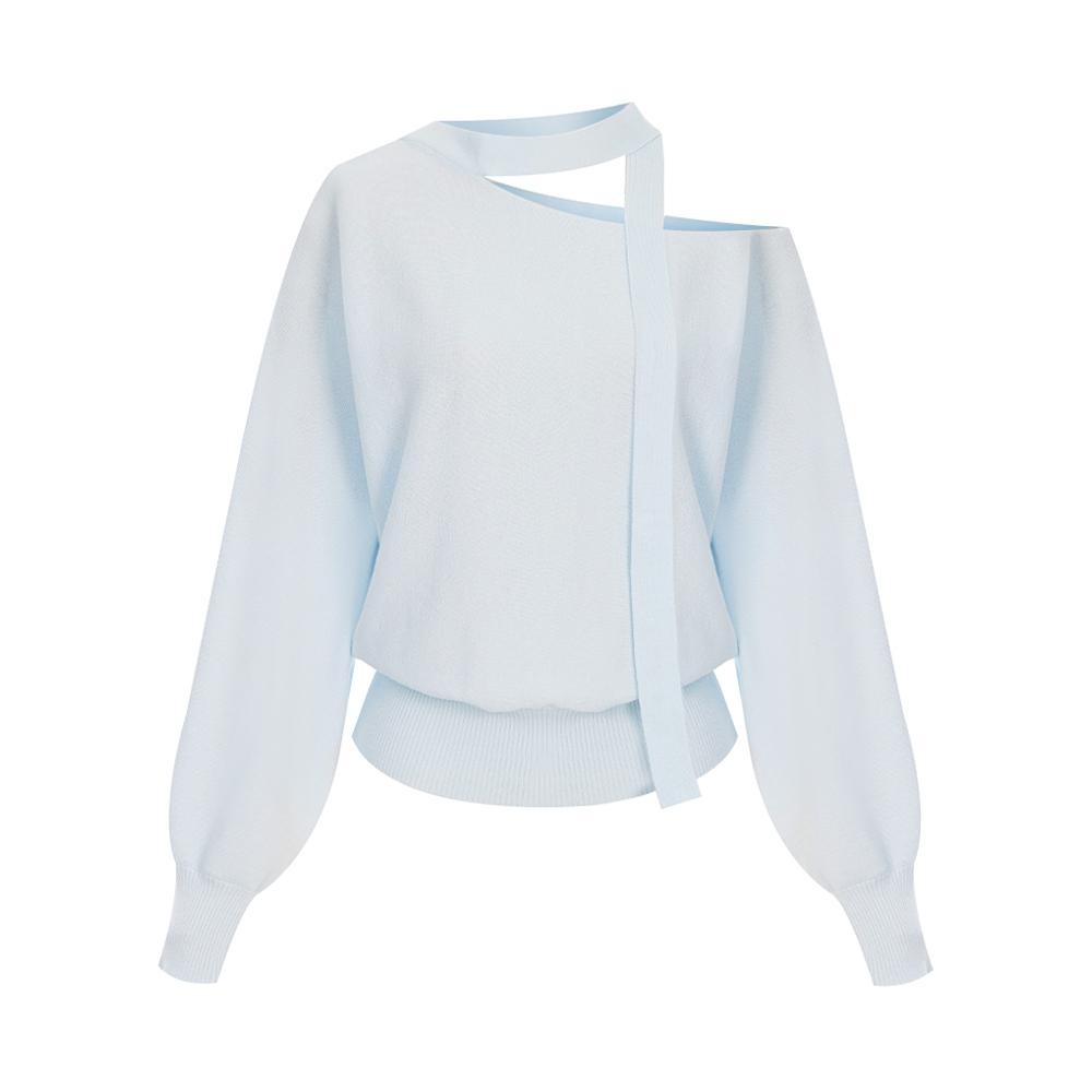 Page Flynn Tie-Strap Off-Shoulder Knit_P6Akn031C Sky Blue/Free