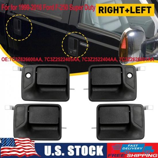 Front Rear Door Handle Righ& Left Set For 1999-2016 Ford F-250 Super Duty Black