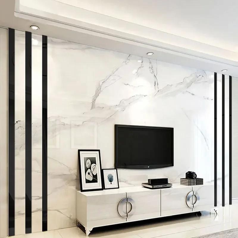 DIY Ceiling Edge Mirror Strip 50cm Self-adhesive Acrylic Art Wall Tile Stickers Decor 3D Wall Stickers Decoration TV Background