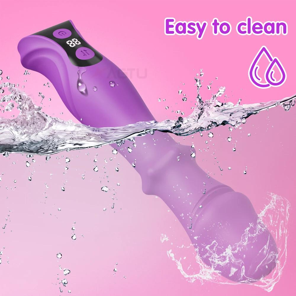 Telescopic Swing Vibrator Women 3 In 1 Clitoris G Spot Stimulator Thrusting Beads Dildo Female Masturbation Adult Sex Toys