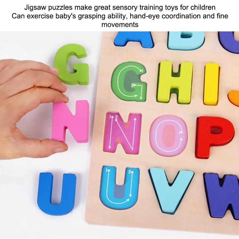 Kids Alphabetic Arithmetic Number Puzzle Wooden Montessori Preschool Learning Educational Game Toy Birthday Gifts For Children