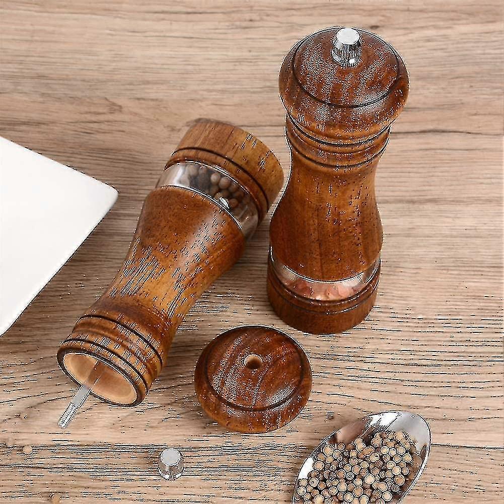 Pepper Grinder,wood Salt And Pepper Grinder Mills Sets,2 Pack,retro - RiRi