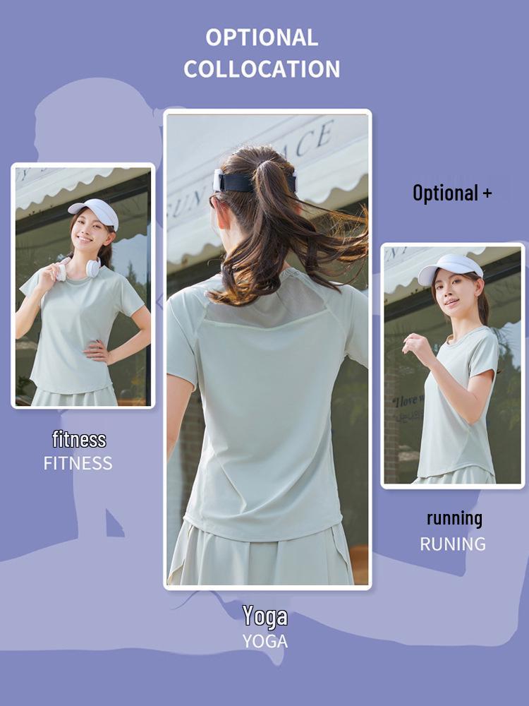 Ice Silk Women's Quick-Dry Sports Yoga Wear – Breathable, Slimming & Fashionable for Morning Runs