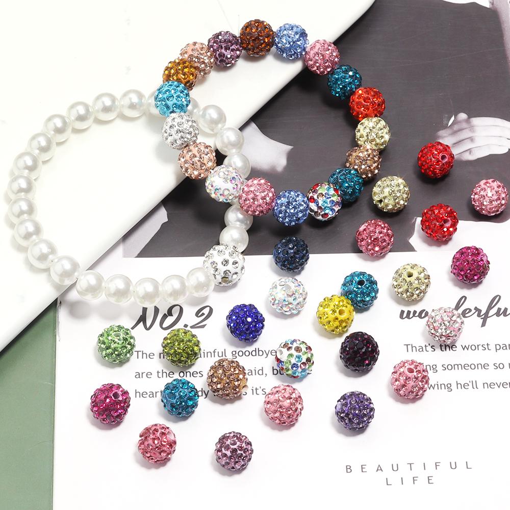 10pcs/bag Colorful Soft Pottery Clay Shamballa Beads Loose Beads For Jewelry Making DIY Necklace Bracelets Pendants Accessories