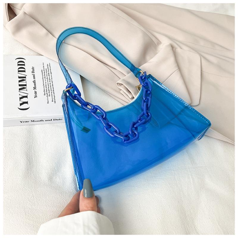 Summer new fashion women's bag small fresh jelly bag solid color transparent women's armpit bag shoulder small bag