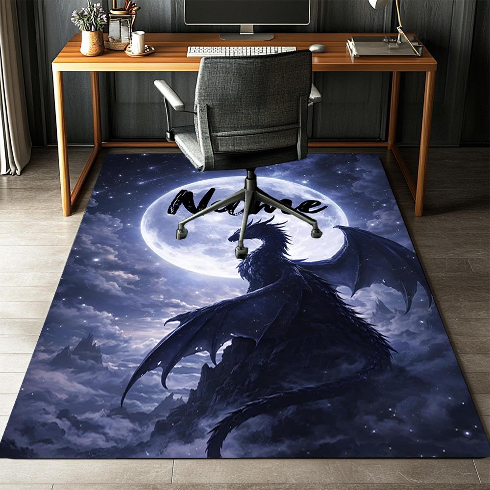 Custom Name Dragon Printed Carpet,Rug for Office Chair Living Room Bedroom Kitchen Room Decor Gifts.