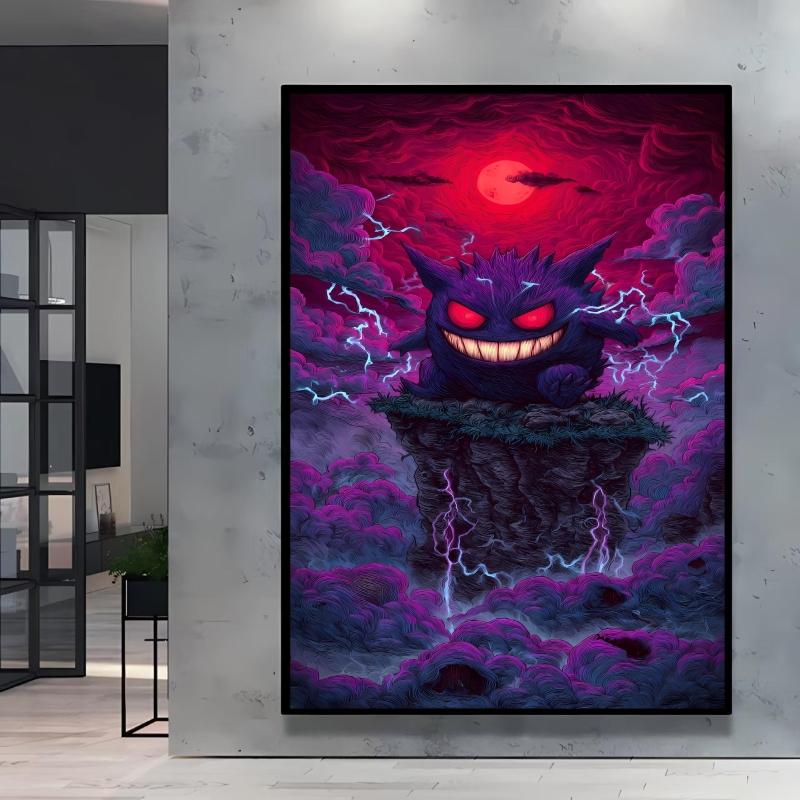 Canvas Artwork Painting Pokemon Gengar Poster Hd Prints Cartoon Character Picture Classic Modern Home Living Room Wall Decor