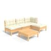Vidaxl 5-Cz. Zestaw Wypoczynkowy Do Ogrodu, Kremowe Poduszki, Sosnowy