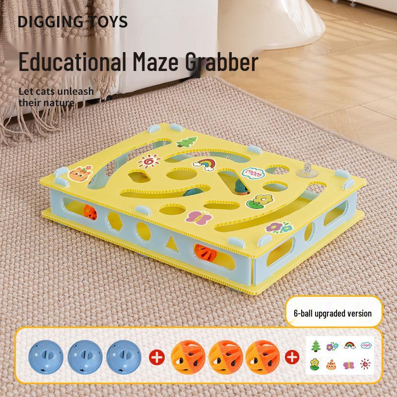 Cat Self-Play Boredom Relief Maze Box with Bell Ball