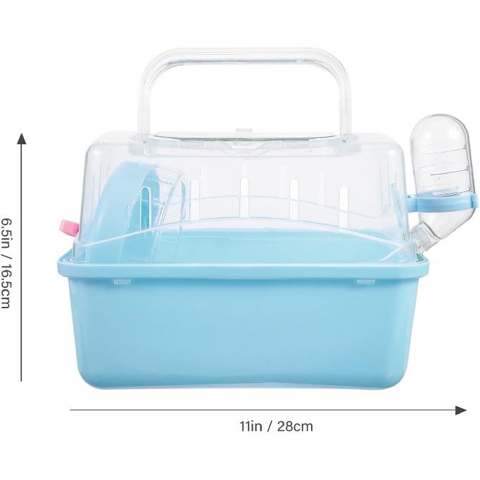 POPETPOP Portable Hamster Cage - Hamster Carrier Hamster Carry Case with Water Bottle Small Animal Travel Cage for Gerbil Hedgehog Squirrel