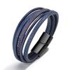 Handmade Ethnic Rope Leather Bracelet with Magnetic Clasp for Men