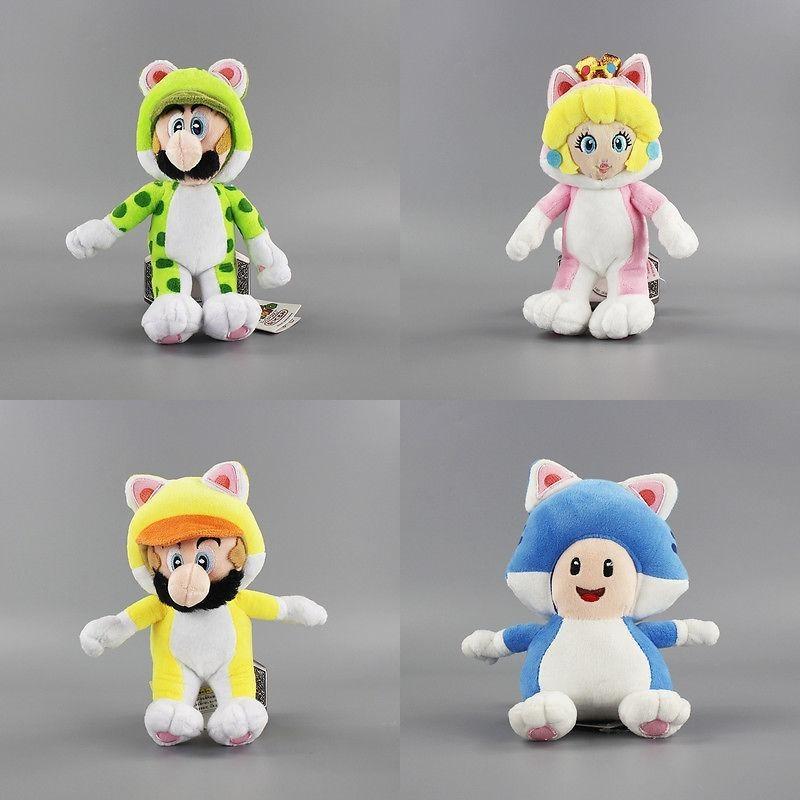 Liebliche Prinzessin Sanei Super Mario 3D World Neko Katze Mario 9" Plüschtier Spielzeug Pädagogisch Und Fesselnd Interaktives Spielset