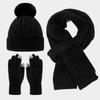 Womens Winter Knit Hat Scarf Gloves Set Warm Fleece Lined Ear Protection Outdoor Cycling Accessory