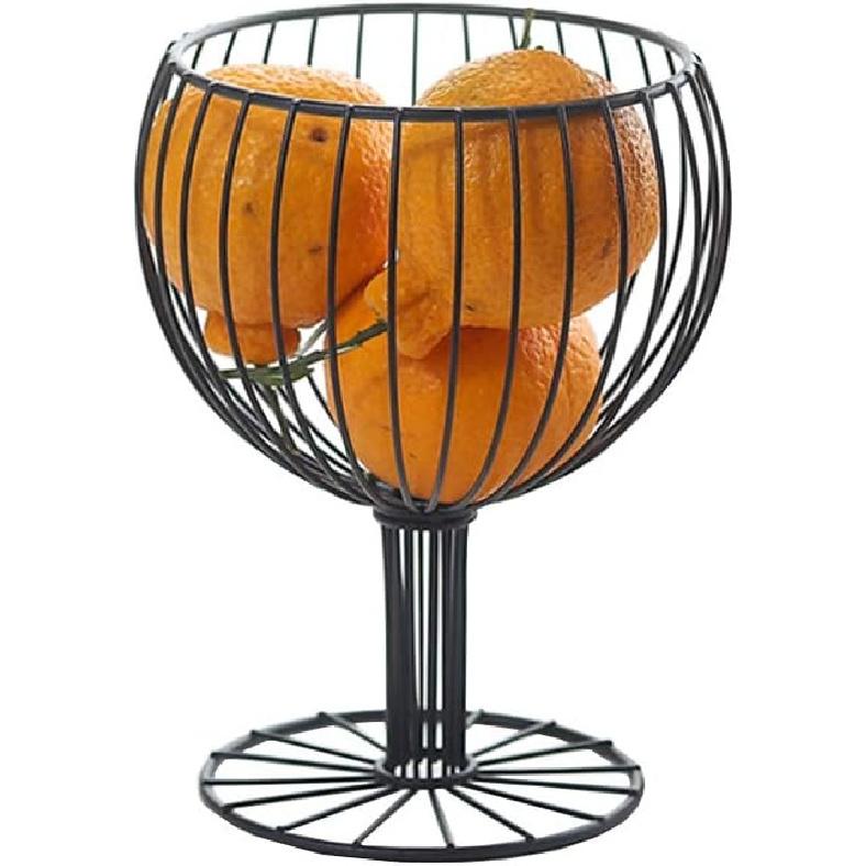 

Декоративная фруктовая корзина, в форме бокала для вина, черный A, сталь, 6,9x5,3x9 дюймов Black a