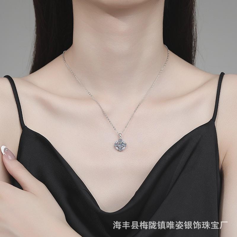 Moissanite Rose Necklace 1ct Choker Luxury Small Style Women