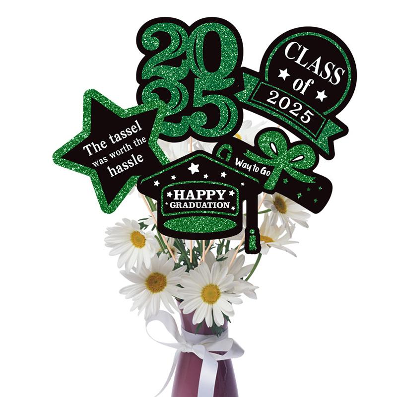 Paper Cupcake Toppers Class Of 2025 Graduation Decorations 2025 Grad Centerpiece Sticks Graduation Party Table Topper Decoration