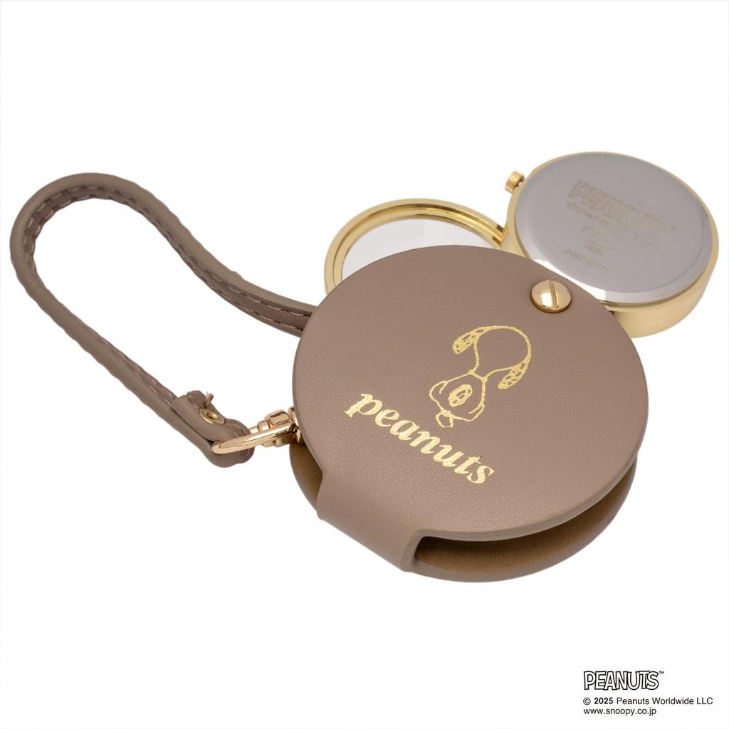 Fieldwork Analog Pocket Watch with Magnifying Snoopy Felt Magnifying Glass Watch Women's Glass, 2.5x Magnification, Strap, G, Beige, PNT050-1