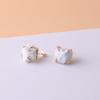 Natural Gemstone Earrings for Women - 18K Gold Plated Raw Amethyst and Rose Quartz Healing Crystal Stud Earrings