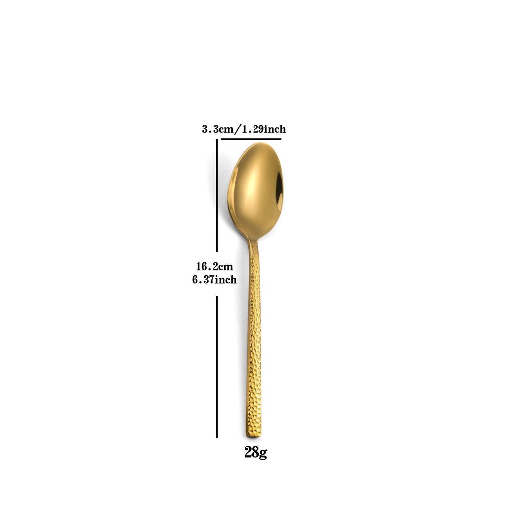 Cross Hammered Stainless Steel Cutlery Set - Luxury Knife, Fork, Spoon & Dessert Spoon