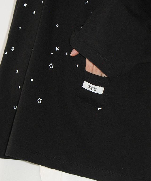 RONRON Mini Pocket Milky Way Over Fit Long Sleeve Black