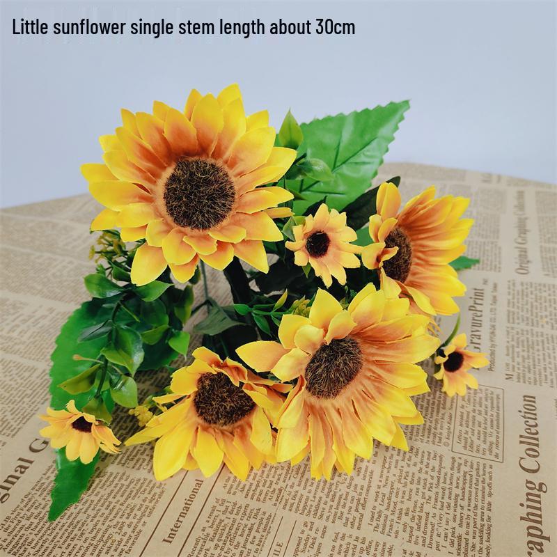 Curly Edge Red Rose Bouquet - 6 Head Artificial Silk Flowers for Living Room Decoration