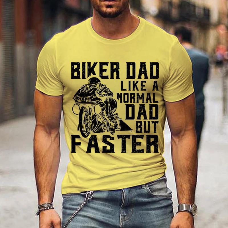 

Новая мужская футболка с принтом «Байкер-папа», забавная модная футболка с подарками на День отца, футболка с надписью «Харадзюку», мужская повседневная уличная футболка XXXXXL жёлтый