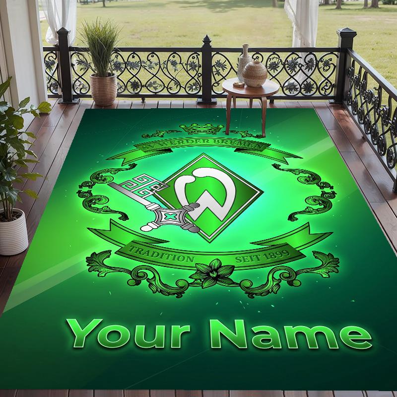 Custom Text Printed Rug Werder Bremen FC Non Slip Floor Carpet For Home Room Decor