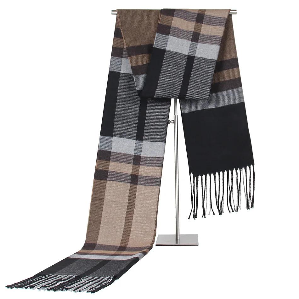 Fashion Design Plaid Men's Scarf Autumn Winter Korean Version Imitation Cashmere Muffler Male Soft Light Tassel Thick Warm Shawl