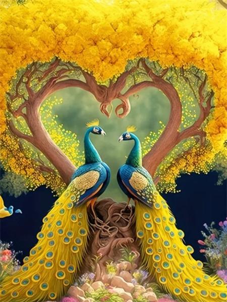 Pełny okrągły zestaw do malowania diamentami Pawie kwiaty Dekoracja domu Haft mozaika Zwierzęta Sztuka ścienna