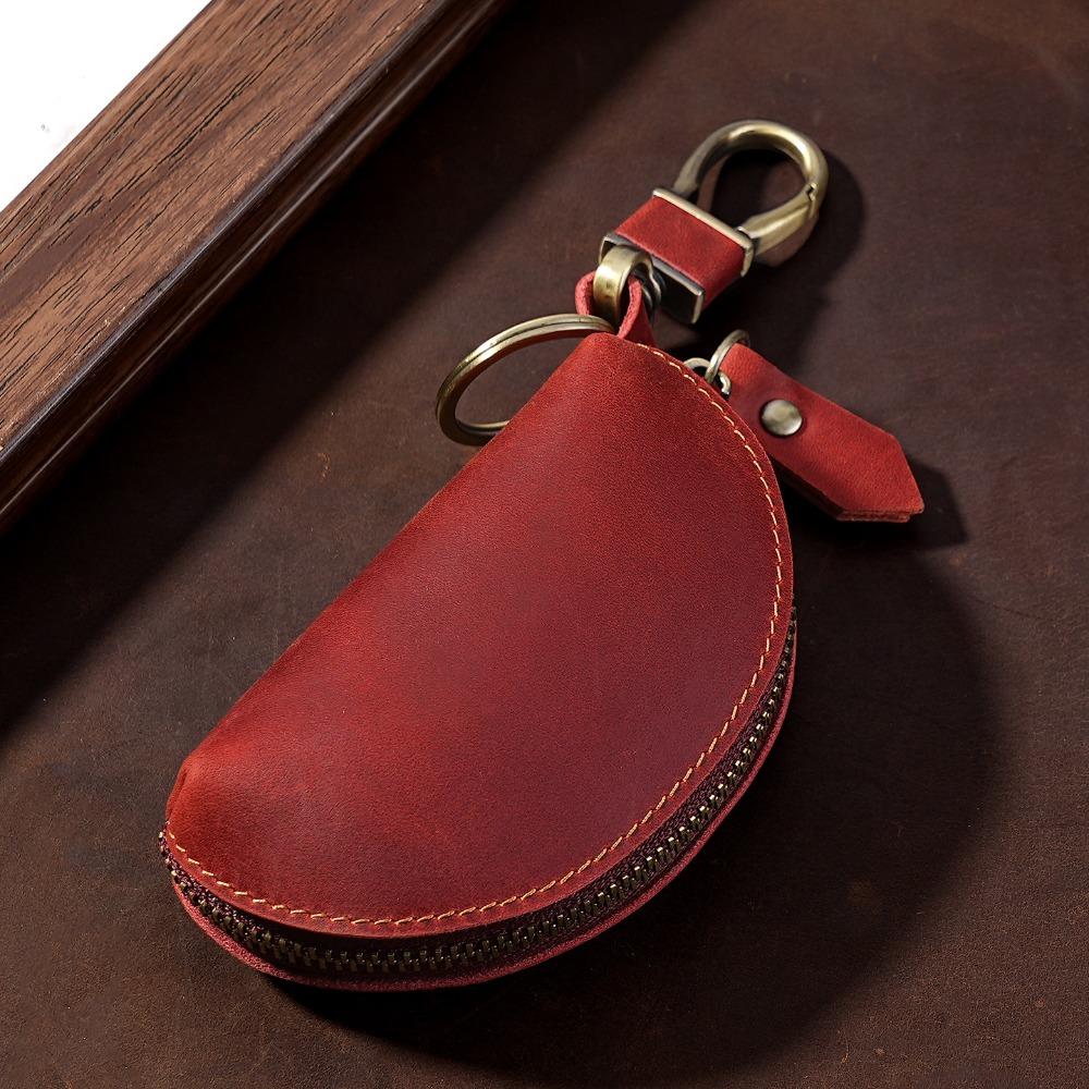 Crazy Horse Leather Car Key Pouch Genuine Leather Key Holder  for Secure Keys Storage