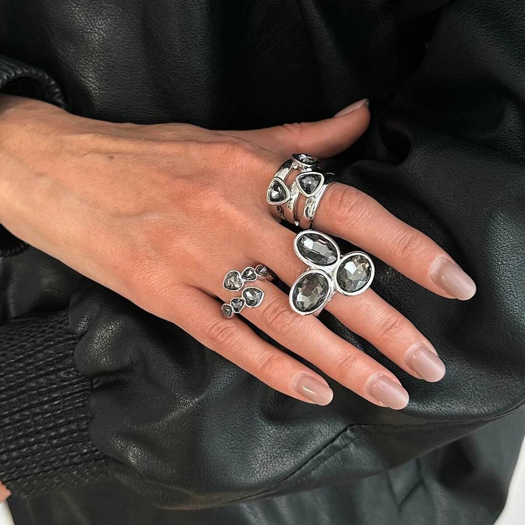 Salircon Elegancka nieregularna bransoletka z akrylowymi cyrkoniami, otwarta obrączka dla kobiet, koreańska moda, geometryczna, regulowana, biżuteria na imprezę, prezent