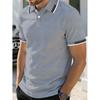 Men's Short-sleeve Polo Shirt with Striped Trim, Versatile Casual Daily Top.