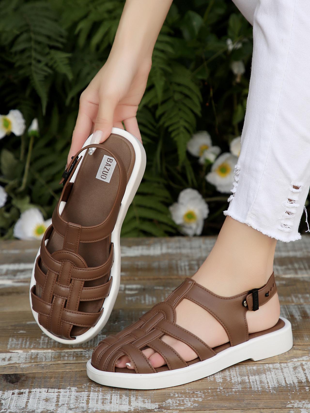 

Fashion Summer New Sandals Versatile Breathable Cutout Casual Women Platform Roman Shoes 35 коричневый