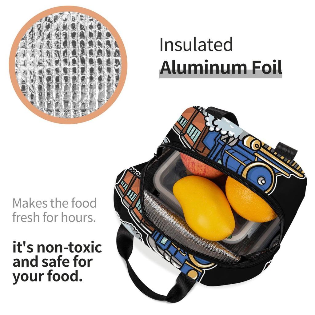 Zug Eisenbahn Isolierte Lunchtasche für Damen Kinder Auslaufsichere Lebensmittelbehälter Thermische Lunchbox Tragetasche