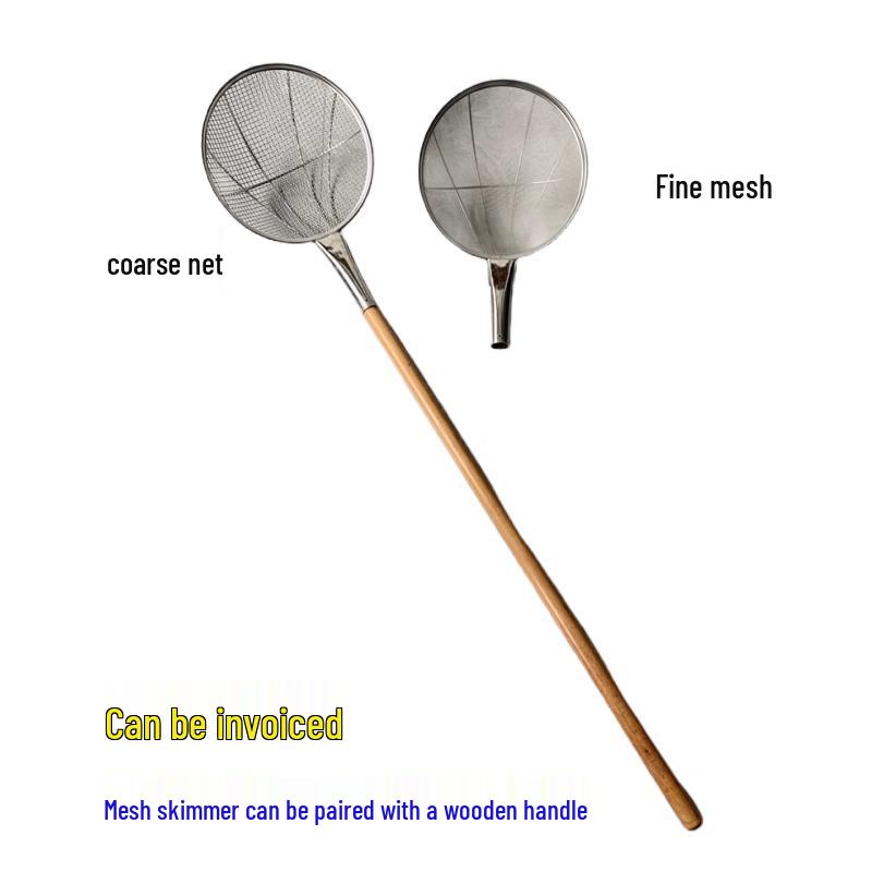 Stainless Steel Large Fine Mesh Skimmer with Wooden Handle