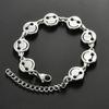 Cute Stainless Steel Funny Smile Face Bracelet Link Hand Chain for Women Men Emoji Charms Wrist Wristband Anklets Metal Jewelry
