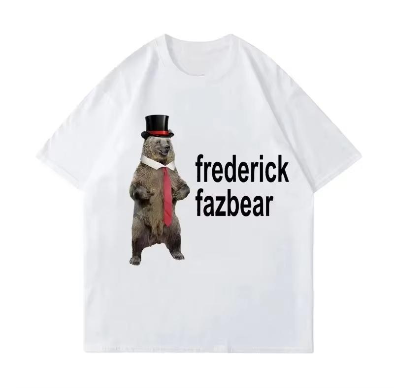 

Frederick Fazbear The Fancy Bear Printed Tee Shirt Women Funny Meme Women T Shirt Short Sleeve Round Neck Clothing S