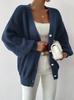 Cross-border Europe, America, Amazon women's clothing is popular, solid color loose large size knitted cardigan, comfortable single-row pearl buckle j