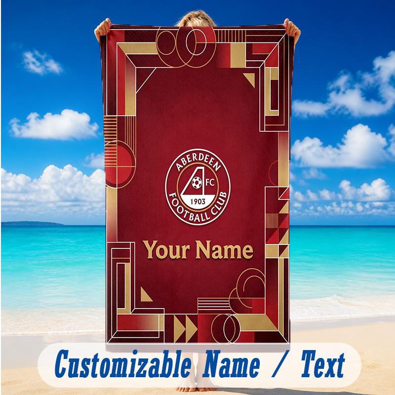 Beach Towel Custom Name Text, Quick Dry Large Towel For Beach HomeAberdeen FC