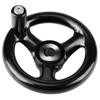 12mm Hole Round Hand Wheel Black Color Metal Hand Wheel 3 Spoke Hand Wheel  For Milling Machine