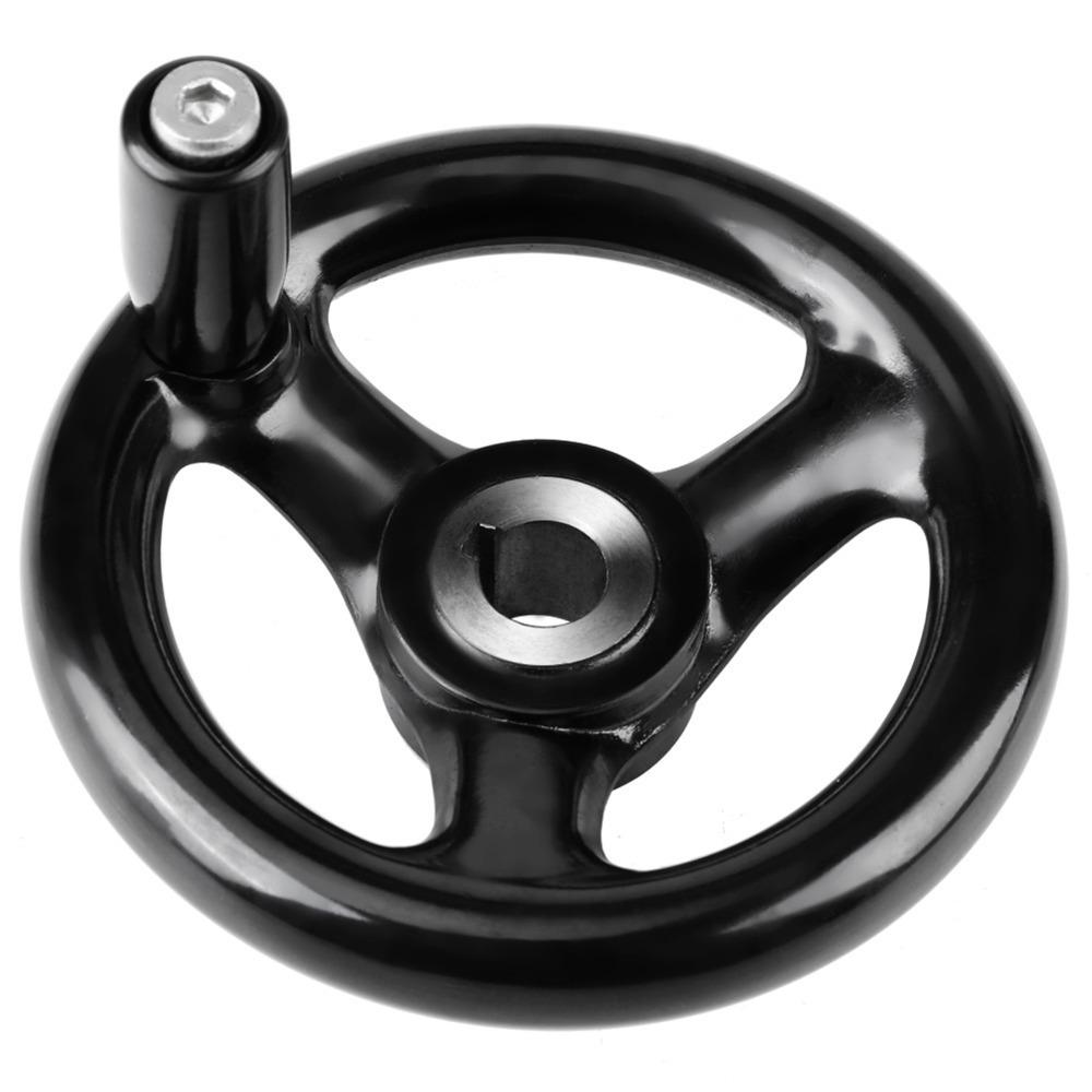 12mm Hole Round Hand Wheel Black Color Metal Hand Wheel 3 Spoke Hand Wheel For Milling Machine