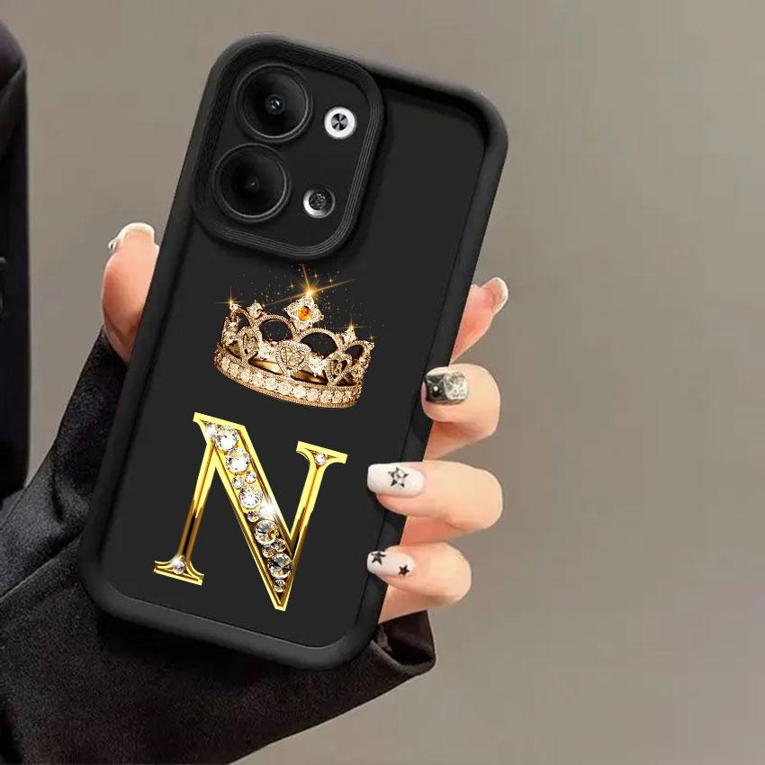 Crown Initial Letter T W R N Phone Cases For Oppo Reno 14 13 12 11 F 10 5G 6 7 8 Pro Plus Cover 8T 7Z 8Z 14Pro Shockproof Fundas