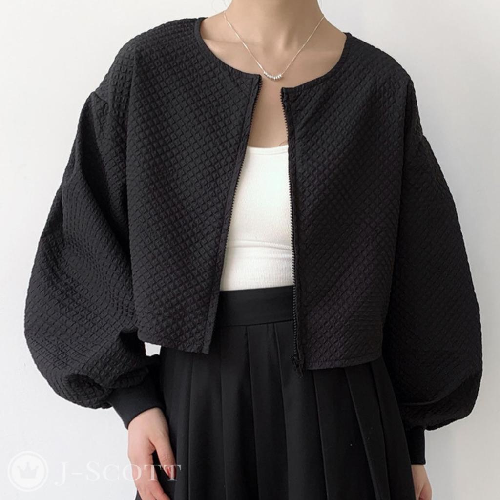 J-Scott Original Zip-Up Jacket with Lined Shorts and Puffy Sleeves, Black, JS155-BK-L