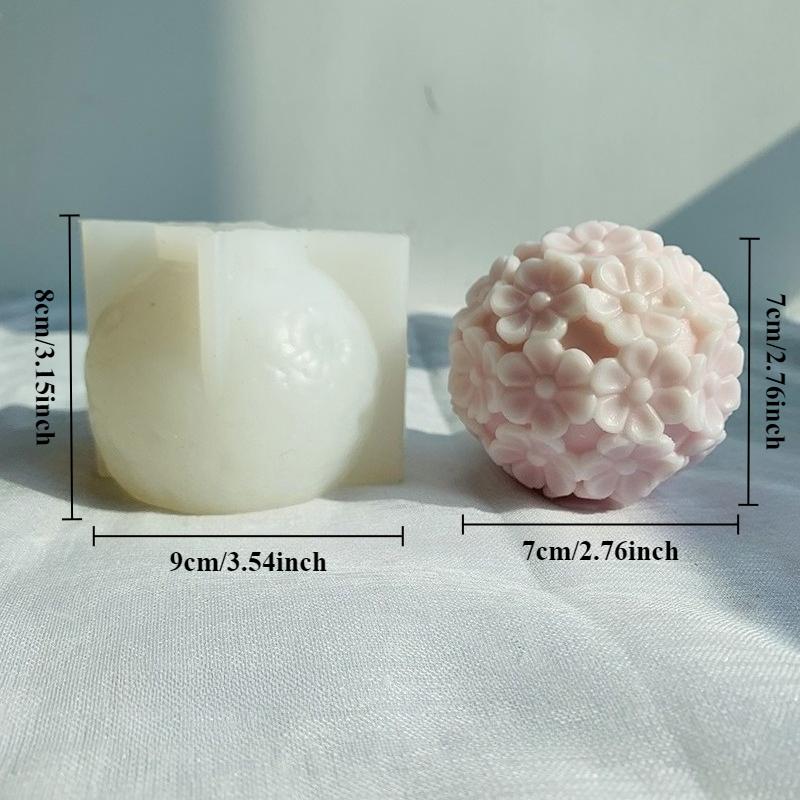 

3D Circular Chrysanthemum Spherical Candle Silicone Mold Homemade Aromatherapy Gypsum Crafts Resin Cement Mold Holiday Gift