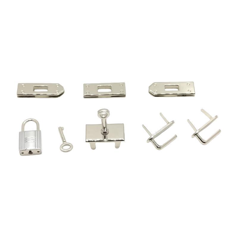 7ks/Sada Zapínanie Zámok Gombík Kovový Kovanie Pre DIY Dámsku Kabelku Tašku Cez Rameno Peňaženku DIY Doplnky strieborná