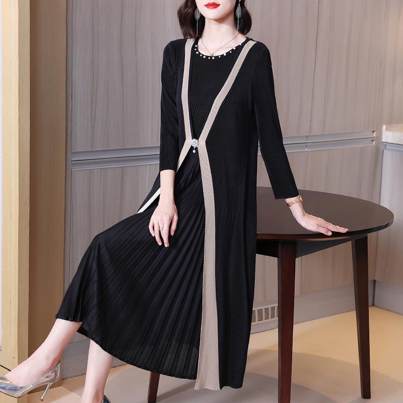 Plus Size Temperament High-end Dresses Women Spring Summer Loose Pleated A-Line Dress for Women
