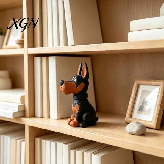 Creative Wooden Craft Doberman Ornament, Hand Carved Sculpture, Cute Handcrafted Dog Statue Figurine for Home Shelf And Entryway Basswood Decor