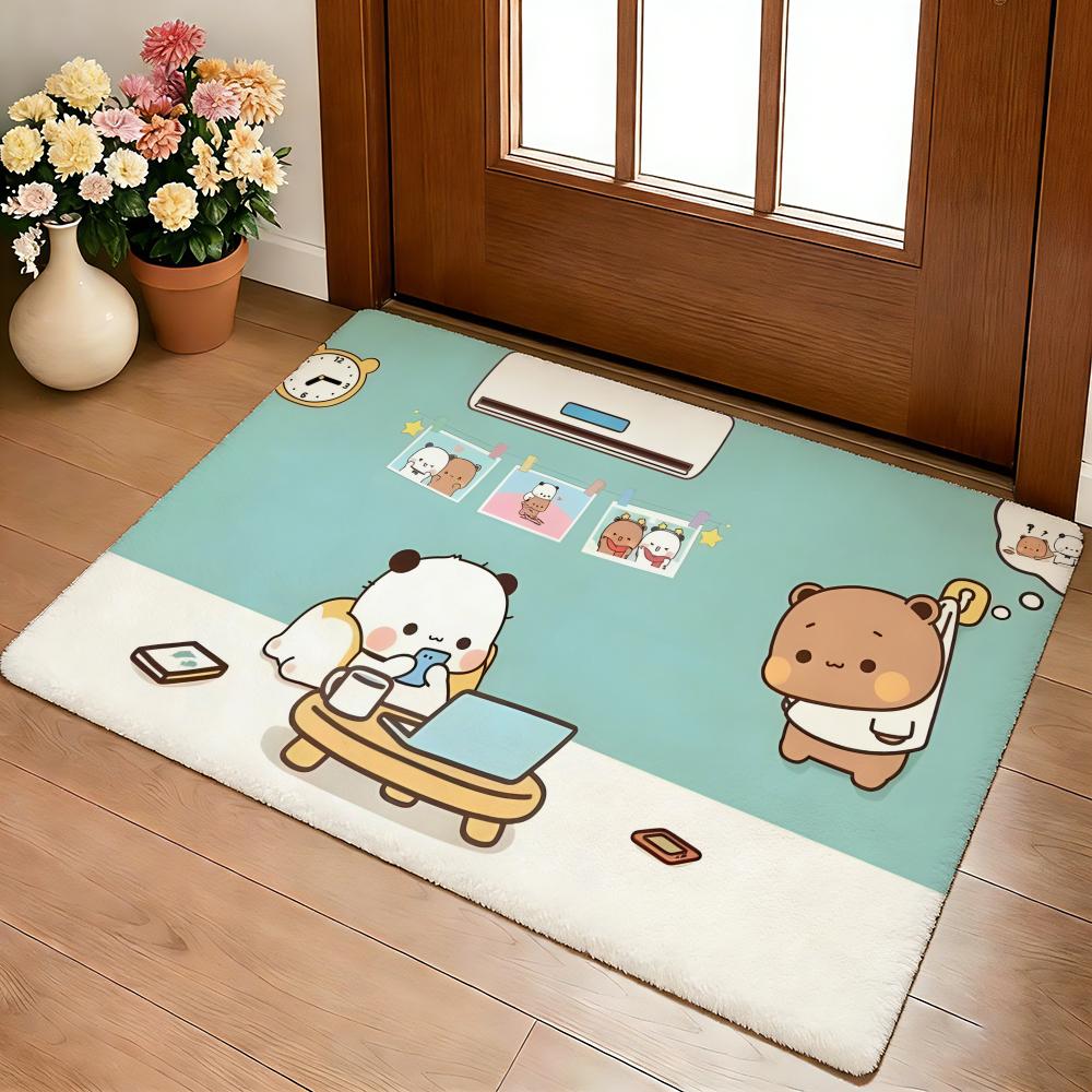 Bubu and Dudu Cute Floor Mat Cozy Flannel Soft Thick Non-Slip Mat for Living Room Bedroom Kitchen Decor Rugs