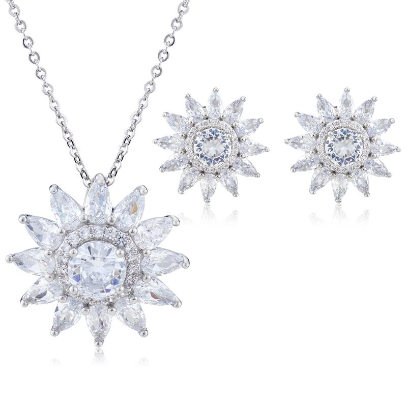 Schmuck Frauen Halskette Ohrringe Set Luxus Qualität Luxe Zubehör Feine Zirkonia Champagner Mode Jewelri Cubic Hohe Großhandel