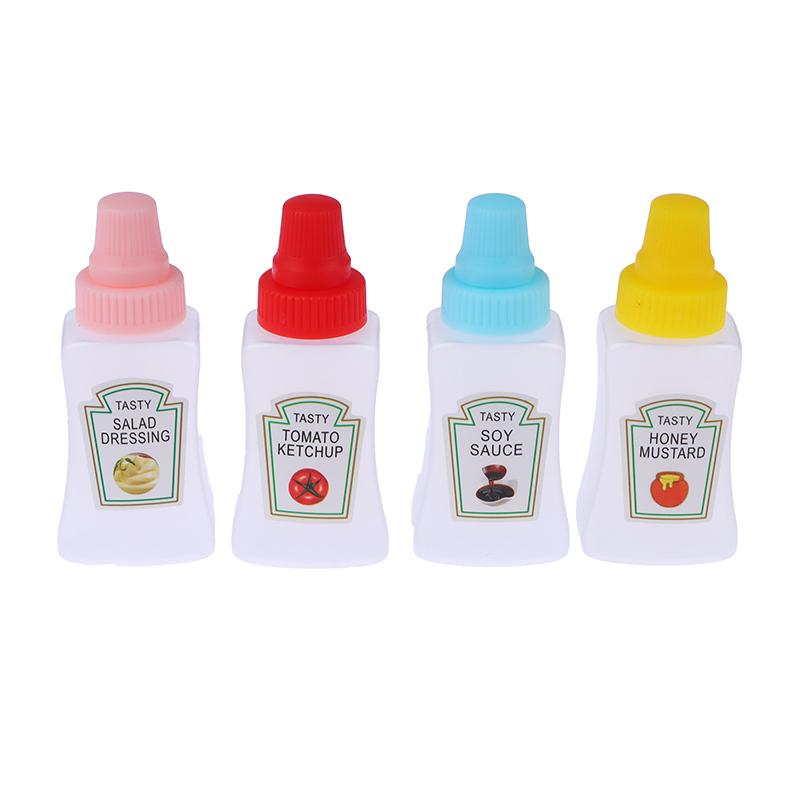 4Pcs/Set Mini Seasoning Sauce Bottle Portable Tomato Ketchup Bottle Salad Dressing Container Pot For Bento Lunch Box